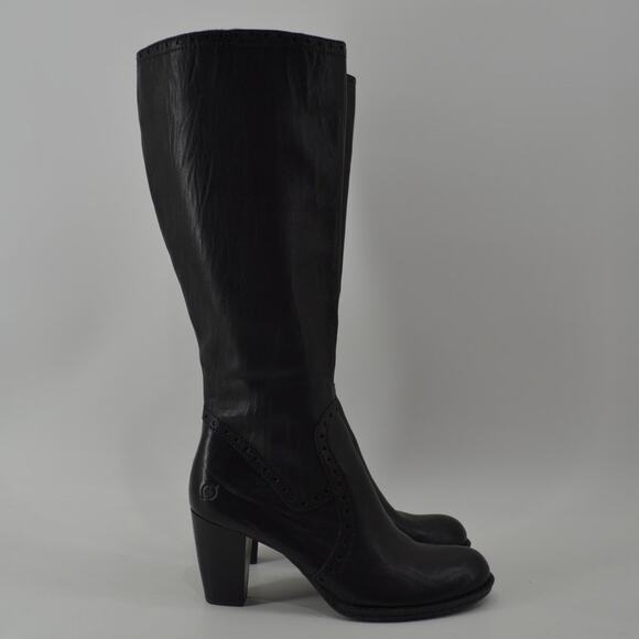Born W31646 Tatiana Black Boots Leather Zip Women's Size 10 - Picture 8 of 15